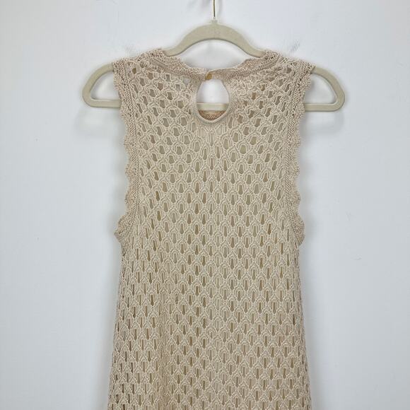 J.Crew Pointelle Sleeveless Sweater Dress Natural Beige Resort Boho Medium NWT - Picture 7 of 11